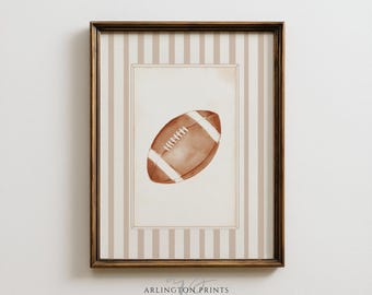 Arte de pared de fútbol vintage imprimible, decoración infantil deportiva neutra, obra de arte para habitación de niño R701