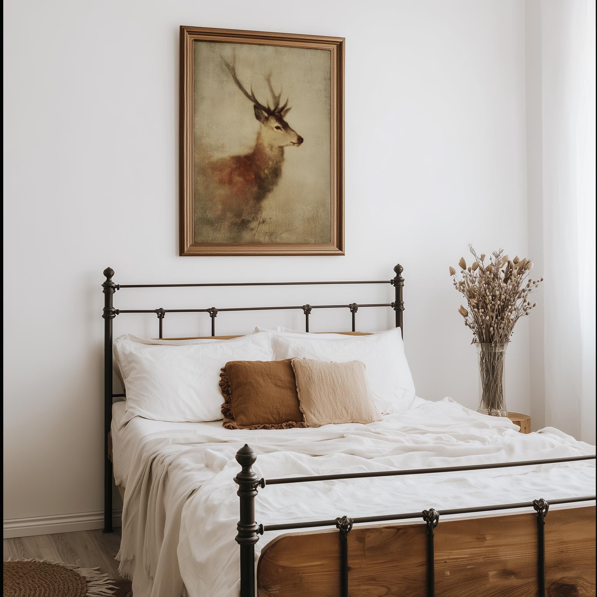 Rustic Deer Printable Wall Art, Vintage Woodland Stag Print, Antique ...