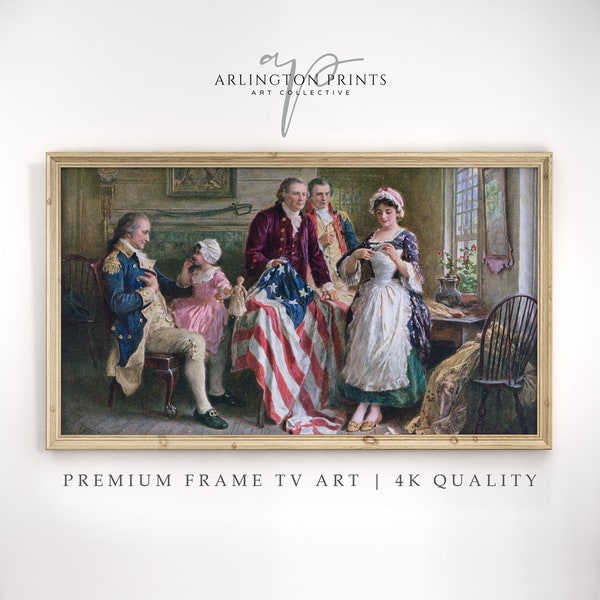 Samsung Frame TV Art, Betsy Ross 4th of July Frame TV Art, Independence Day July 4th, Patriotic Art, Jean Leon Gerome Ferris Painting