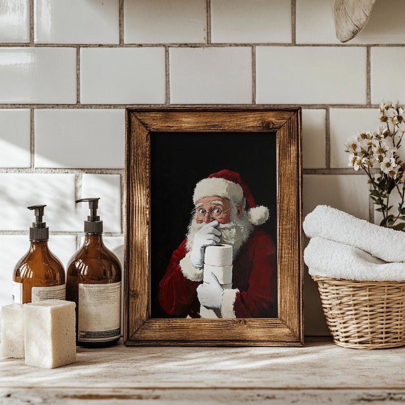 Printable Stinky Bathroom Christmas Art, Santa Claus, Funny Bathroom