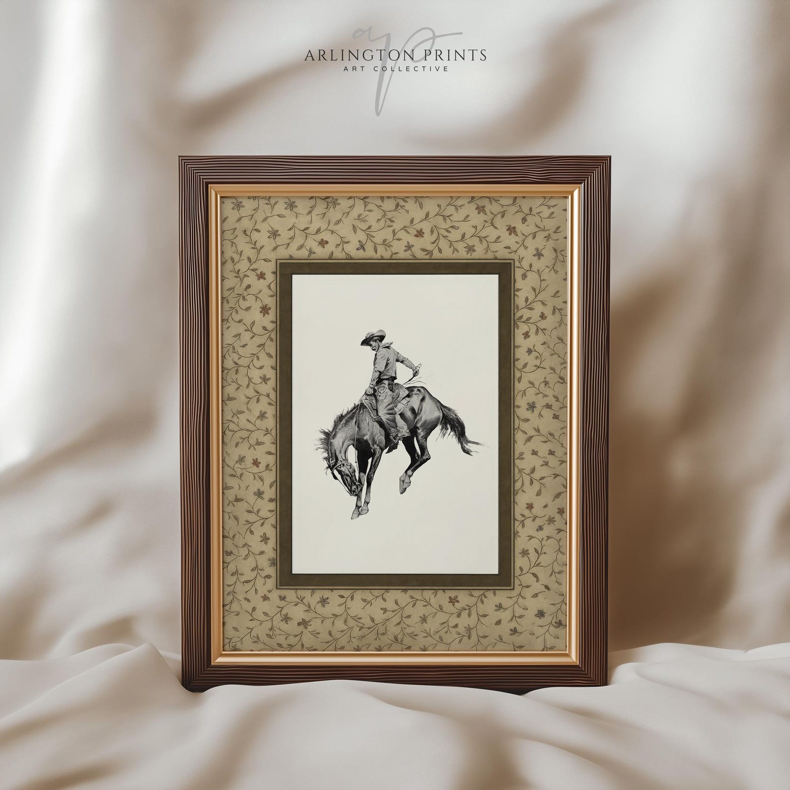 Cowboy Art Print, Bucking Bronco Western Wall Art, Rustic Farmhouse ...