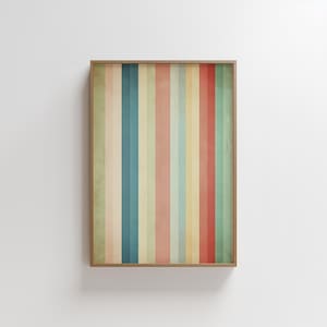 Retro Stripes Printable Art, Colorful Wall Decor, Midcentury Style Abstract, Pastel Home Print, Nursery Art Digital Download