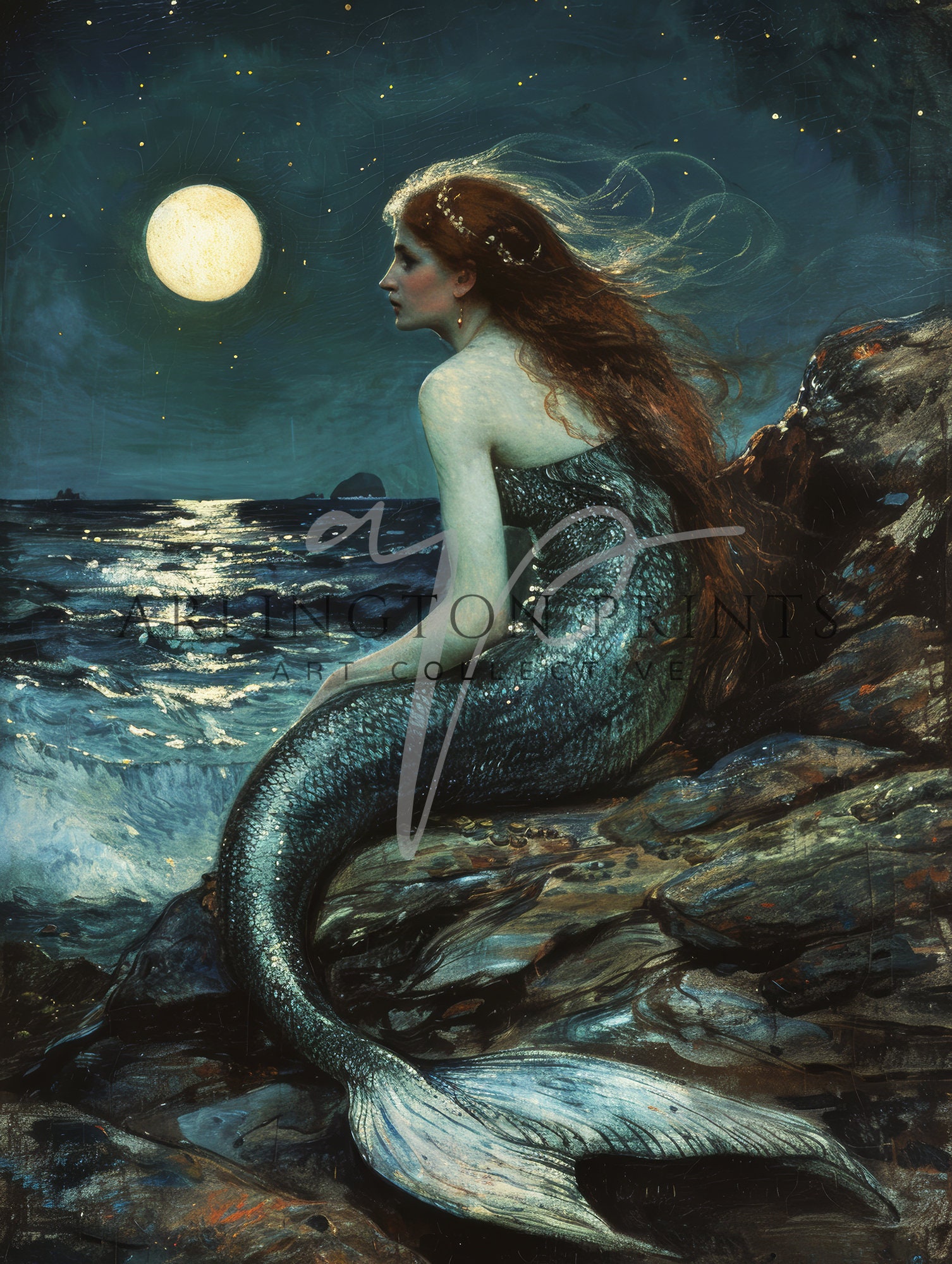 人魚のアートワーク、ファンタジー ウォール アート、リトル