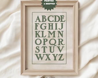 Vintage ABC-Kinderzimmer-Druck, Alphabet-Wandkunst für Kinderzimmer, Lernposter für Kleinkinder, Lerndekor für Kleinkinder, klassische Buchstaben TA08