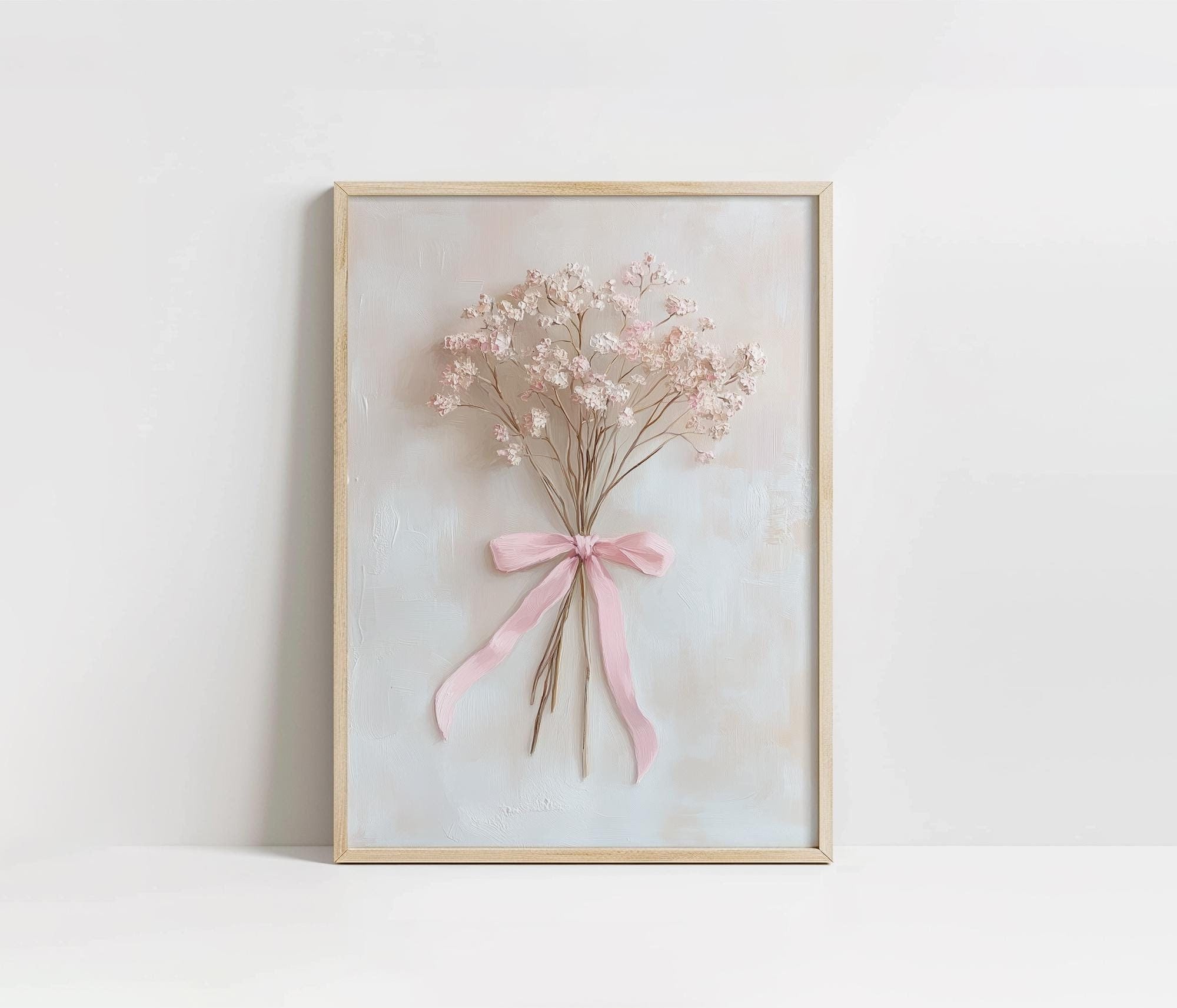 Vintage White Flowers Art Print, PRINTABLE Pink Floral Wall Art, Botanical Farmhouse Décor, Cottagecore Aesthetic, Spring Flowers Painting