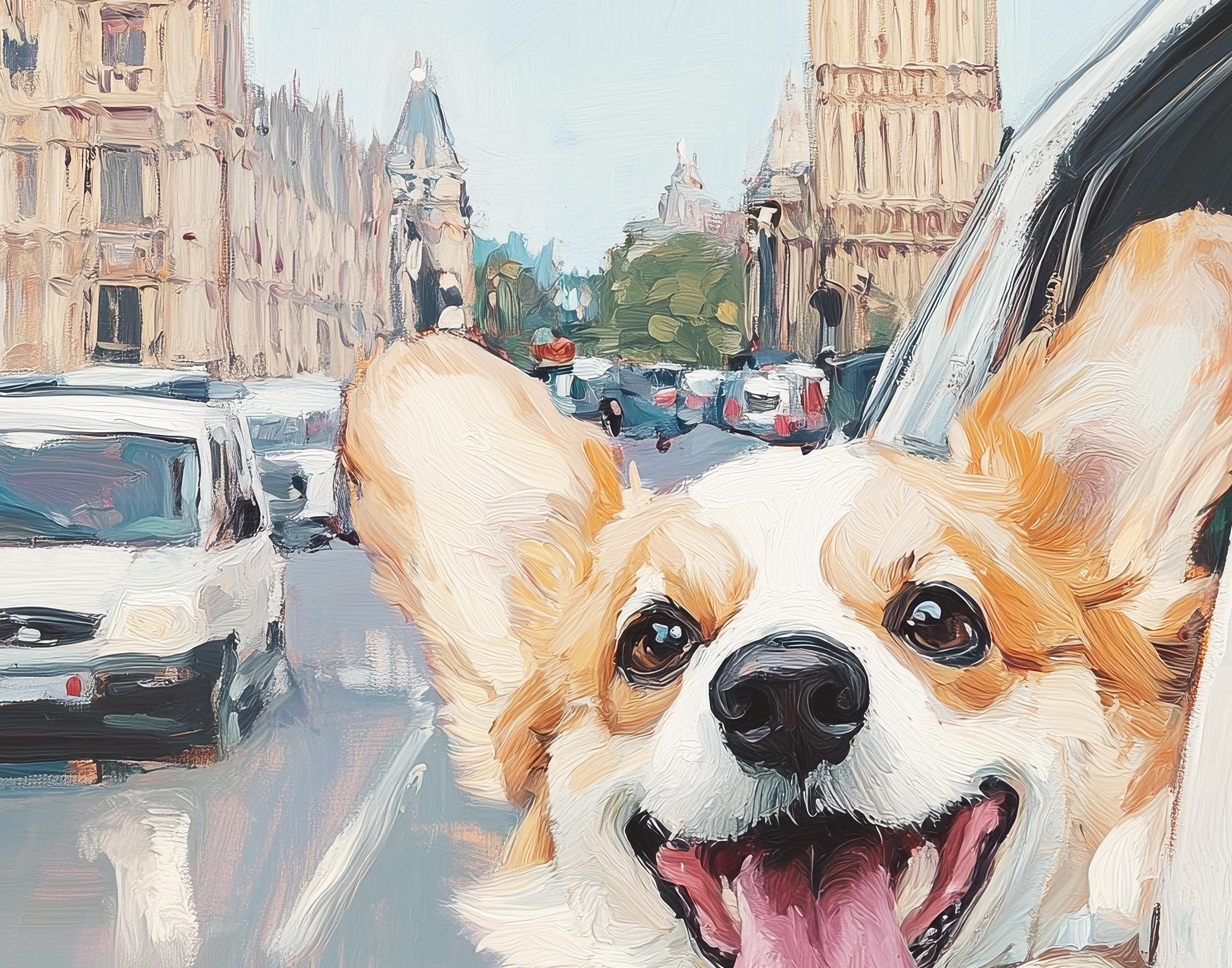 かわいいロンドン コーギー プリント、印刷可能な英国の壁アート