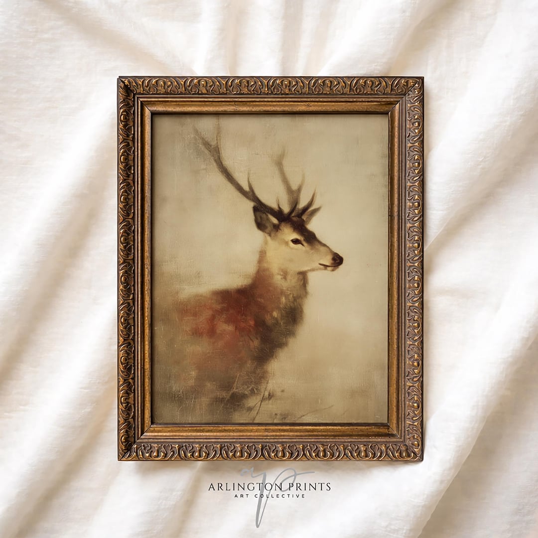 Rustic Deer Printable Wall Art, Vintage Woodland Stag Print, Antique ...