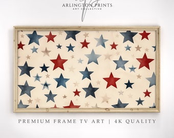 Samsung Frame TV Art, 4th of July Liberty Red White & Blue Stars, Summer Fourth of July Americana Art, Independence Day, Digital Download