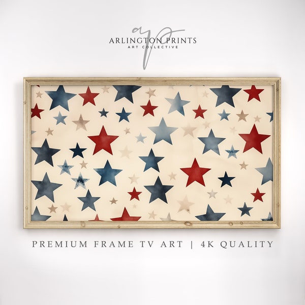 Samsung Frame TV Art, 4th of July Liberty Red White & Blue Stars, Summer Fourth of July Americana Art, Independence Day, Digital Download