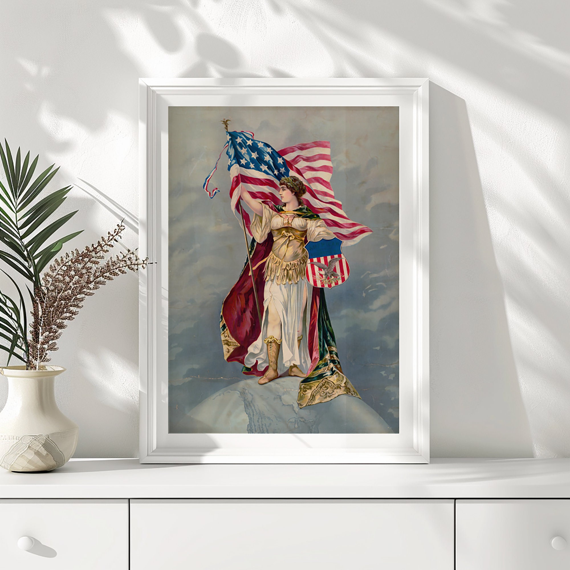 4th of July Vintage Wall Art | Americana Art | Columbia Standing