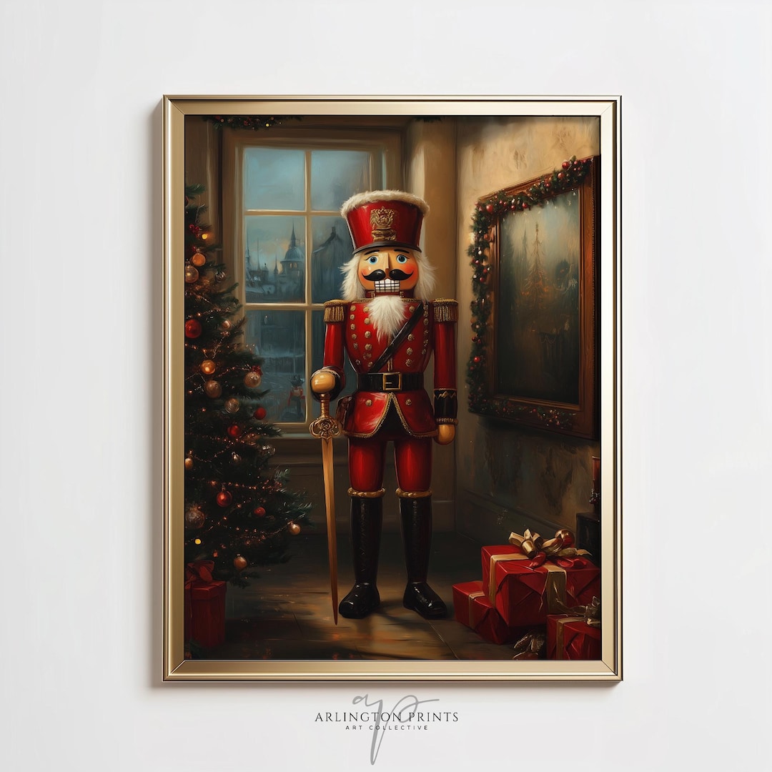 Cartoon Nutcracker Christmas Wall Art Canvas Print – Holiday Home Decor, Gift Idea