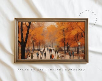 Samsung Frame TV Art Fall Park, Fall Landscape Painting, Fall Wall Art, Fall Oil Painting, Autumn Rustic Fall Decor, Vintage Fall Wall Art