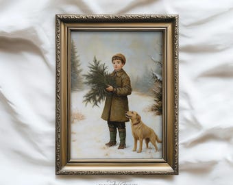 Vintage humeurige winterkunstprint, rustiek neutraal kerstdecor, kerst Fine Art Print, boerderijgalerij print, digitale download | A206
