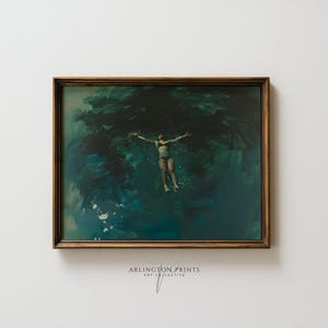 Vintage Küsten Kunst | Neutral Porträt Ocean Wand Kunst |  Frau im Wasser schwimmend | Küsten Bauernhaus Dekor | Digitaler Download | P16