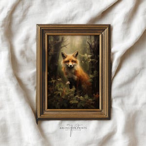 Vintage Fox Print | Antique Oil Painting | Dark Academia | Forest Cabin Art | Goth Cottagecore Prints | Animal Wall Art | Digital Download