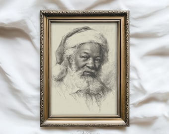 ビンテージのアフリカ系アメリカ人のサンタクロースのプリント、リスト