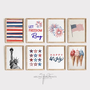 4th of July Wall Art Gallery Set of 8 | Memorial Day Art Prints ...