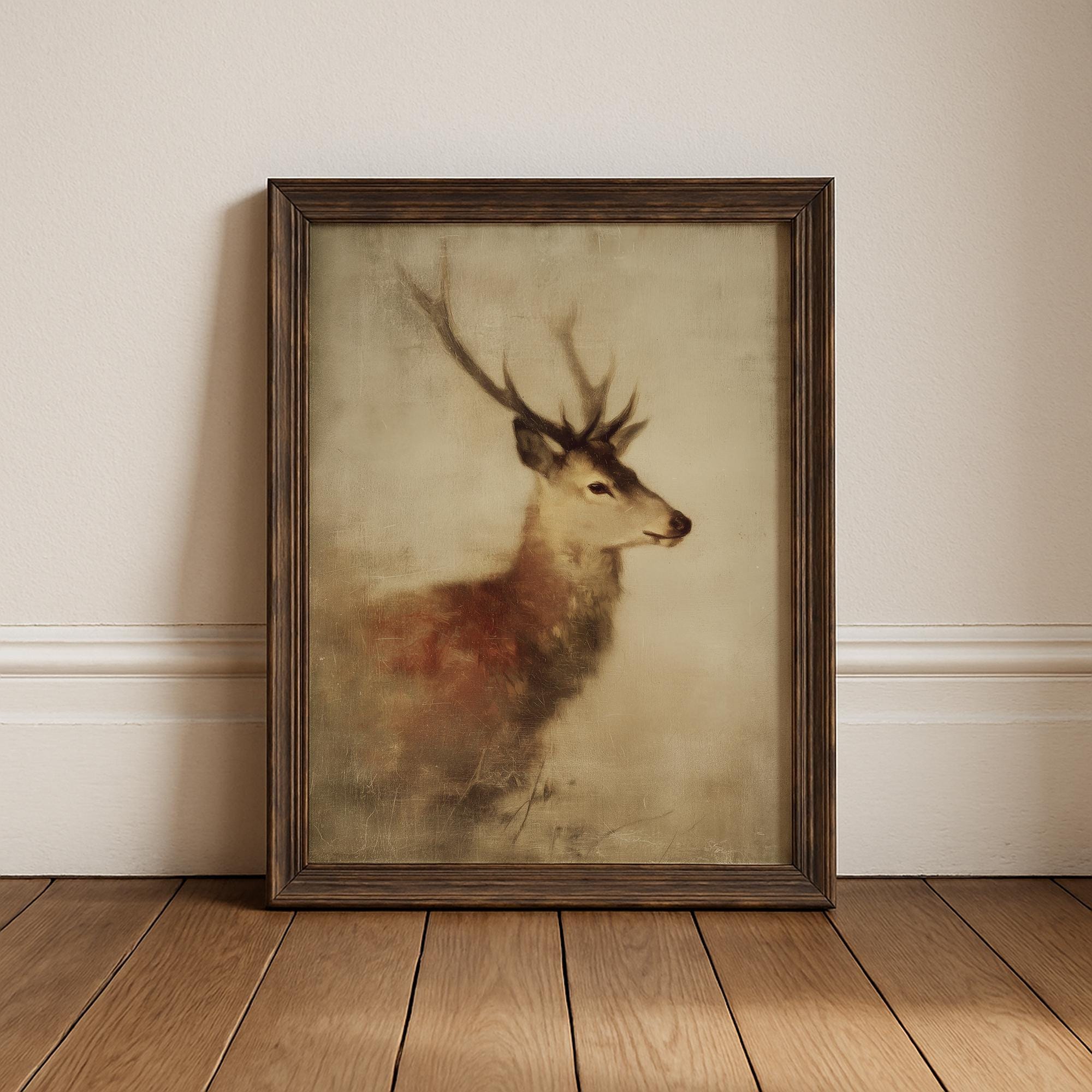 Rustic Deer Printable Wall Art, Vintage Woodland Stag Print, Antique ...