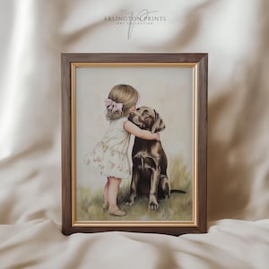 Art imprimable pour chambre de bébé fille et chien, laboratoire chocolat et fille à noeud rose, décoration murale coquette, téléchargement pour chambre de filles, SD-901