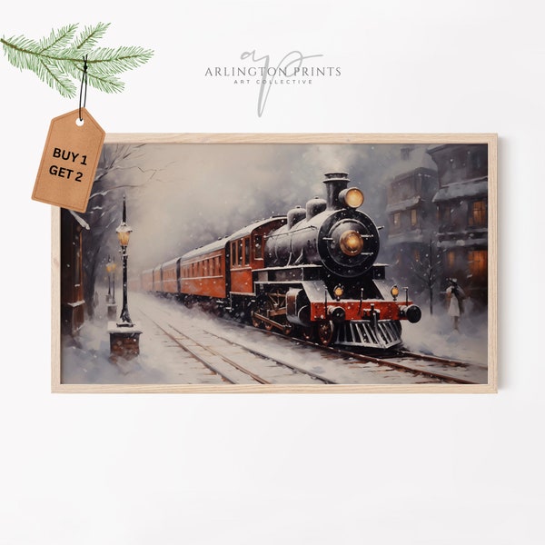 Samsung Frame TV Christmas Art | Christmas Express Train | Digital Download | Snowy Landscape | Country Christmas  | TV216