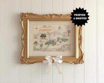 Vintage Woodland Map Giclée Print, UNFRAMED Storybook Nursery Decor, Classic Children’s Illustration