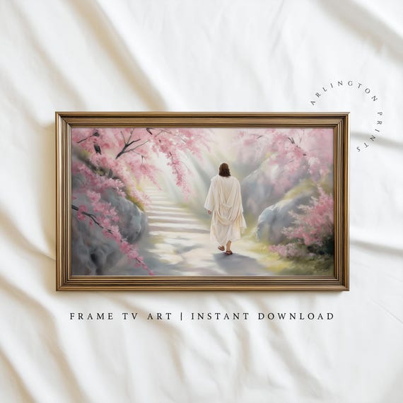 Samsung Frame TV Art, Jesus Resurrection Easter Scene, Soft Pastel Christian Wall Decor, Spring TV Screensaver #956