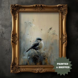 Mailed Print, Moody Bird Wall Art, Dark Academia, Cabin Decor, PRINTED AND SHIPPED, Antique Oil Painting, Goth Cottagecore