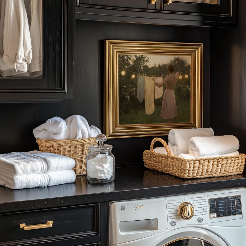 Moody Laundry Print, PRINTABLE Dark Cottagecore Wall Art, Vintage ...