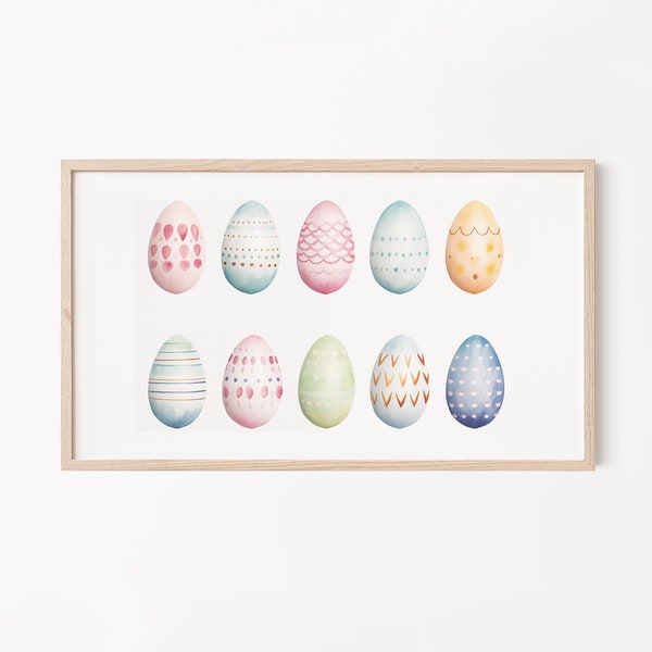 Springtime Easter Egg Frame TV Art, Pastel Easter Frame TV Display, Watercolor Egg Design, Countryside Frame TV Art, Spring Wall Art