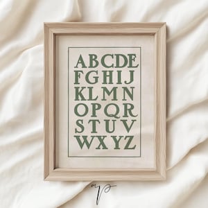 Póster con letras del alfabeto para guardería, arte de pared imprimible con letras del alfabeto, decoración de habitación infantil, arte de pared imprimible para aprendizaje temprano / T08