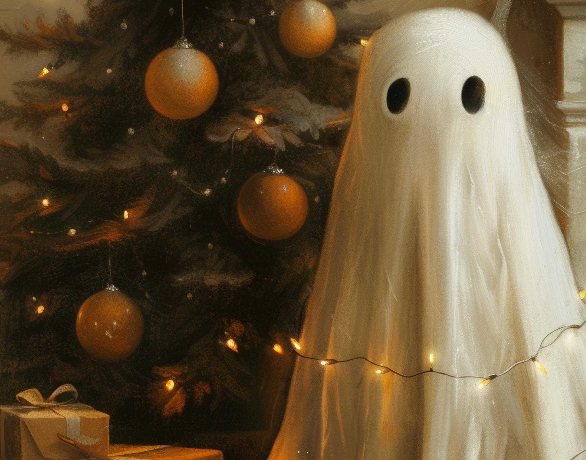christmas tree dressed as ghost Christmas Tree Ghost Decoration