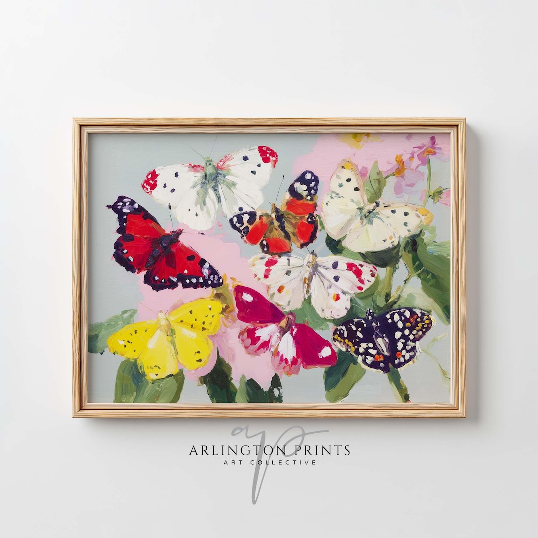 Vibrant Butterfly Art Print Download, Floral Garden Painting Printable ...