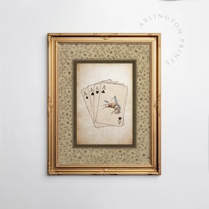 Rustieke cowboykaart muurprint, vintage Aces-kunstwerk, gemaild western gedrukt rodeo-decor, INGELIJSTE DC-91