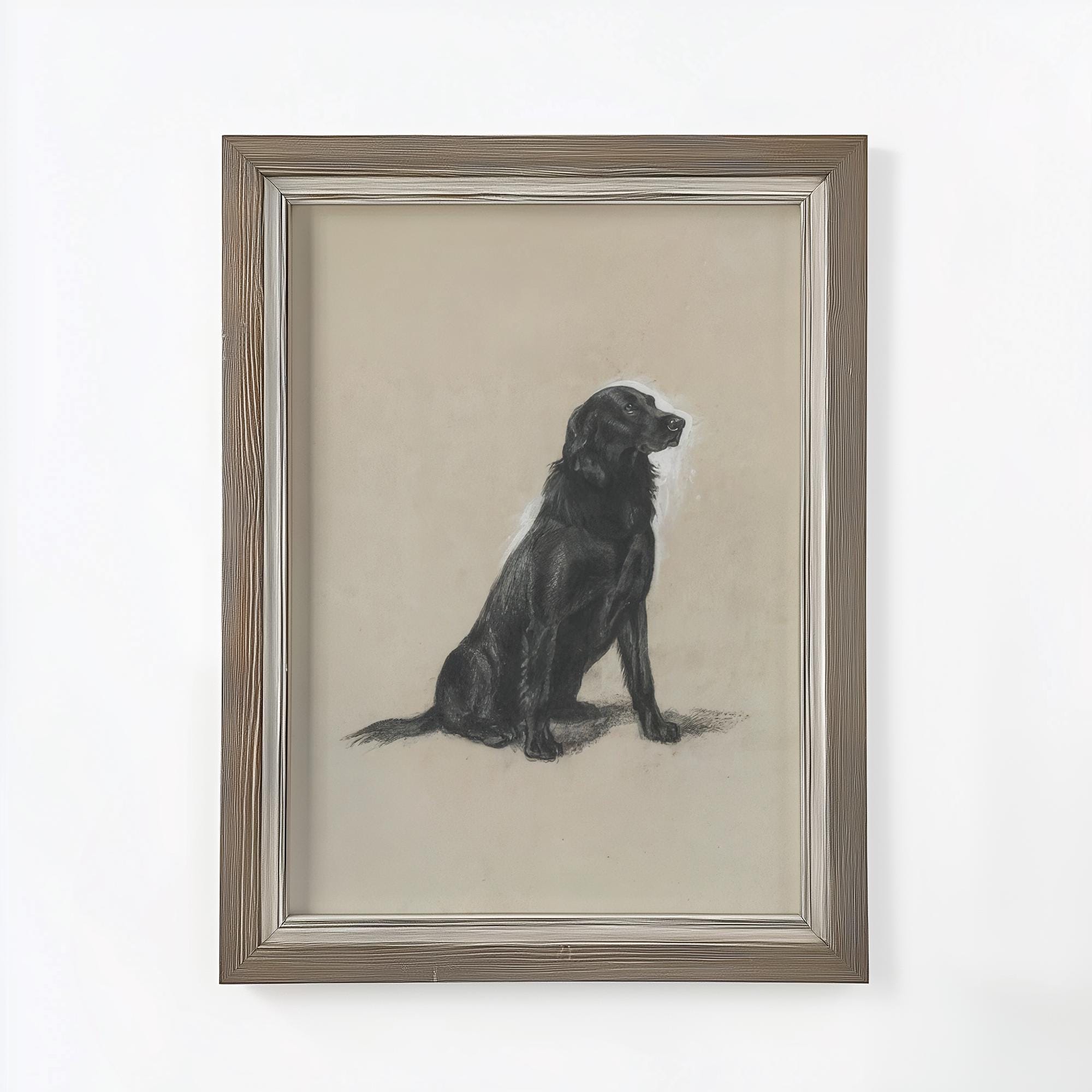 【美品】犬 絵画 ワイマラナー 額装 樹脂加工 アンティーク調 金縁・金名入れ付 額装仕上げ】金賞受賞作家が描く大切なペット