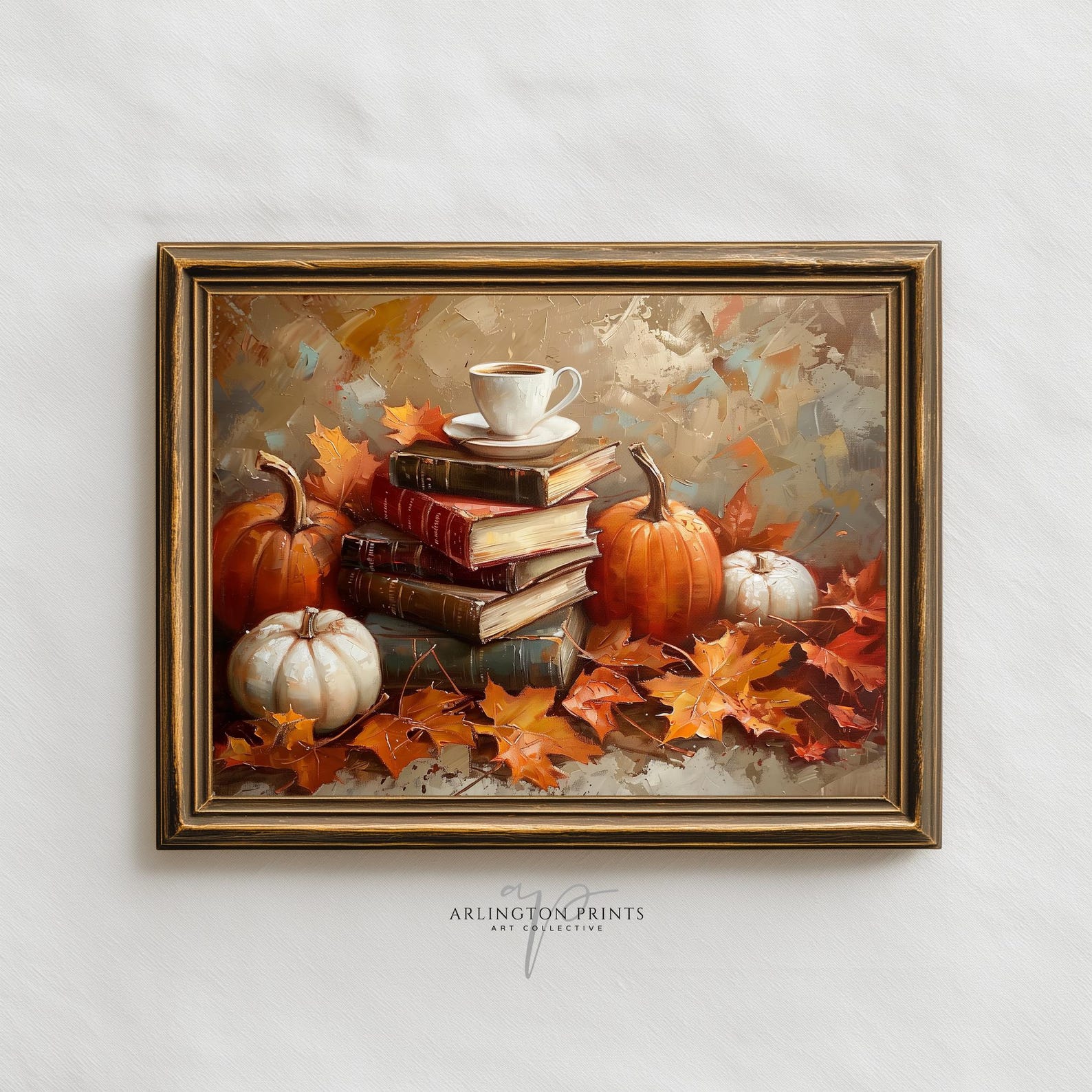 Neutral Fall Bookish Wall Art Printable, Fall Foliage Coffee Bar Print ...