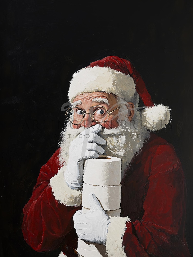 Printable Stinky Bathroom Christmas Art, Santa Claus, Funny Bathroom