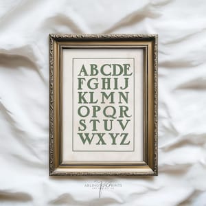 ABC Poster Nursery Art Print, Vintage Nursery Letter Artwork, Kids Room Decor, Printable Early Learning Wall Art | T08