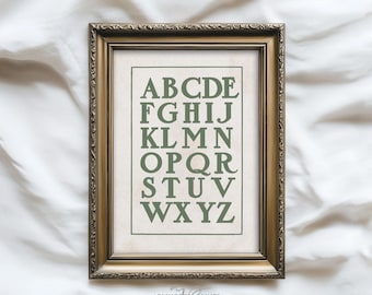 ABC Poster Nursery Art Print, Vintage Nursery Letter Artwork, Kids Room Decor, Printable Early Learning Wall Art | T08