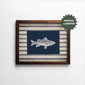 Gestreifte Angeln Wandkunst, Vintage Barsch Poster, Rustikale Western Cabin Decor, Retro Fisch Poster, UNGERAHMT Lakehouse Art SC-81