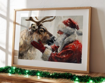 Stampa Artistica Da Parete - Babbo Natale E La Sua Slitta, 45,7 X 30,5 Cm, Decorazione Natalizia, Quadro Senza Cornice