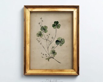 Vintage Shamrock Botanical Printable St Patricks Day Wall Art | Arlington Prints 7-86