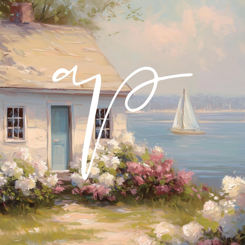 Coastal Cottage Wall Art UNFRAMED, Beach House Landscape Print, Soft ...