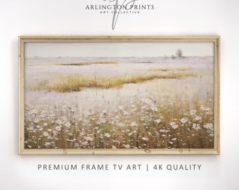 Samsung Frame TV Art | Spring Meadow Oil Painting | Country Painting | Warm Tone Landscape Painting | Spring Home Decor | Farmhouse Decor