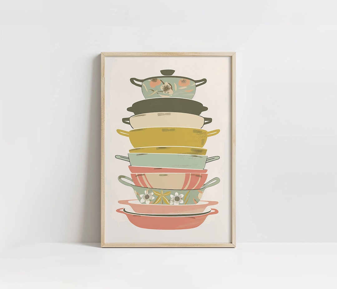 Retro Kitchen Art Print, Mid-century Modern, Instant Download, Vintage ...