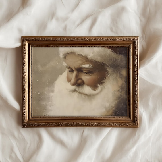 ヴィンテージサンタポートレートプリント、アンティーククリスマス