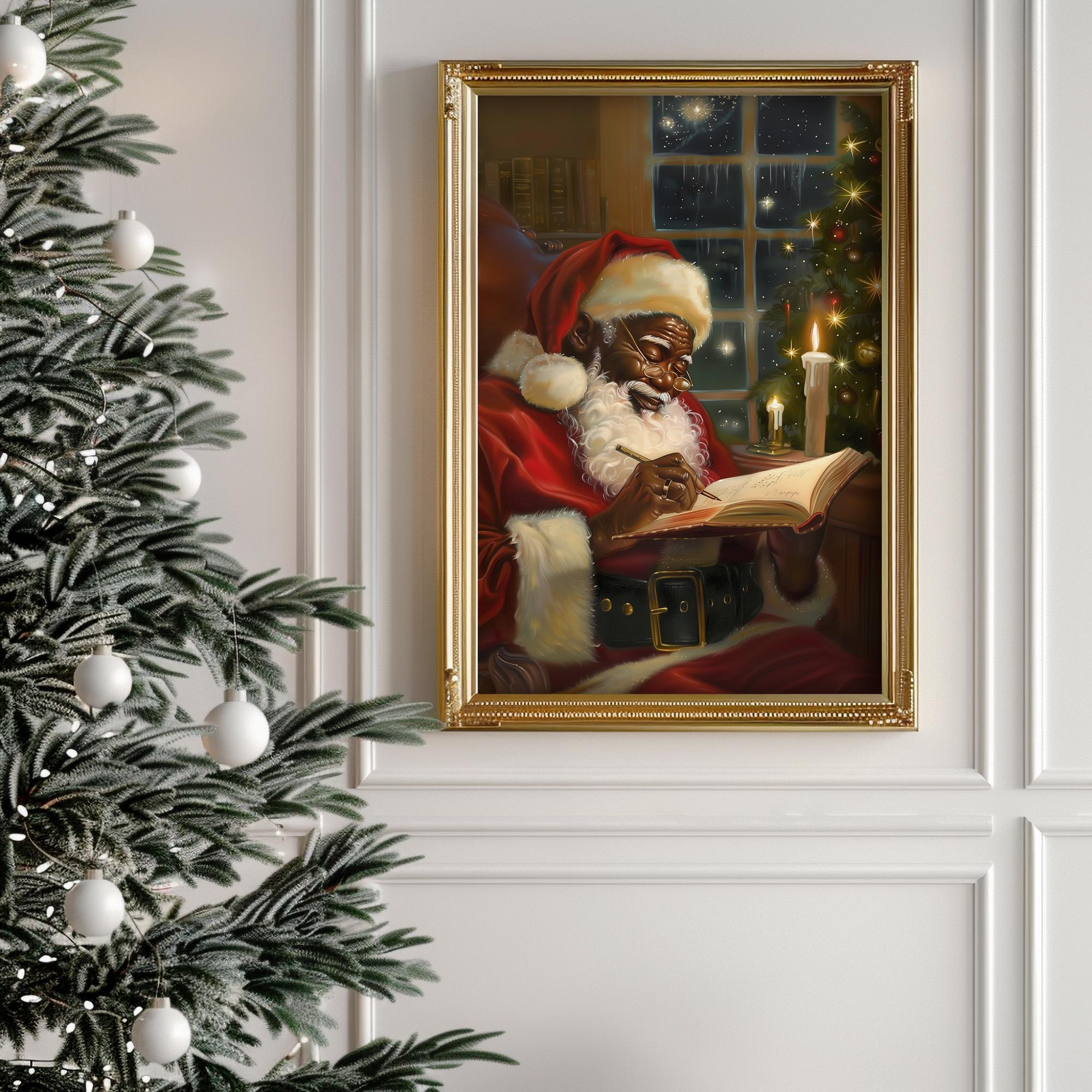 ビンテージのアフリカ系アメリカ人のサンタクロースのプリント、リスト