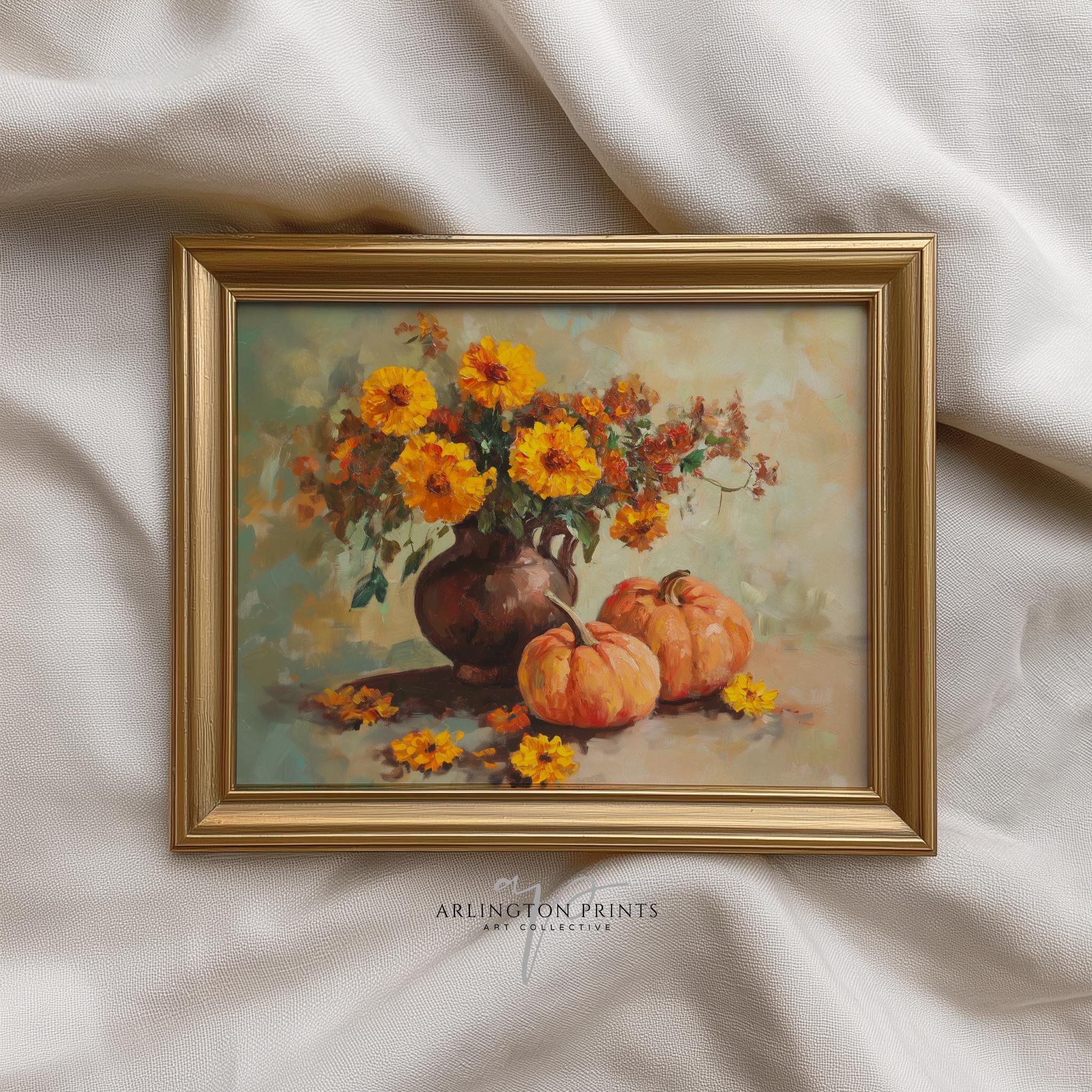 グラフィックアート Biwako360 °(autumn) Autumn Pumpkins Print Cottagecore Decor Dark Academia Art Antique