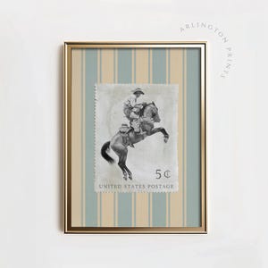 Western Stempel Art zum Ausdrucken, Cowboy Reitpferd Vintage Poster, trendiges Rodeo-Dekor Download #899