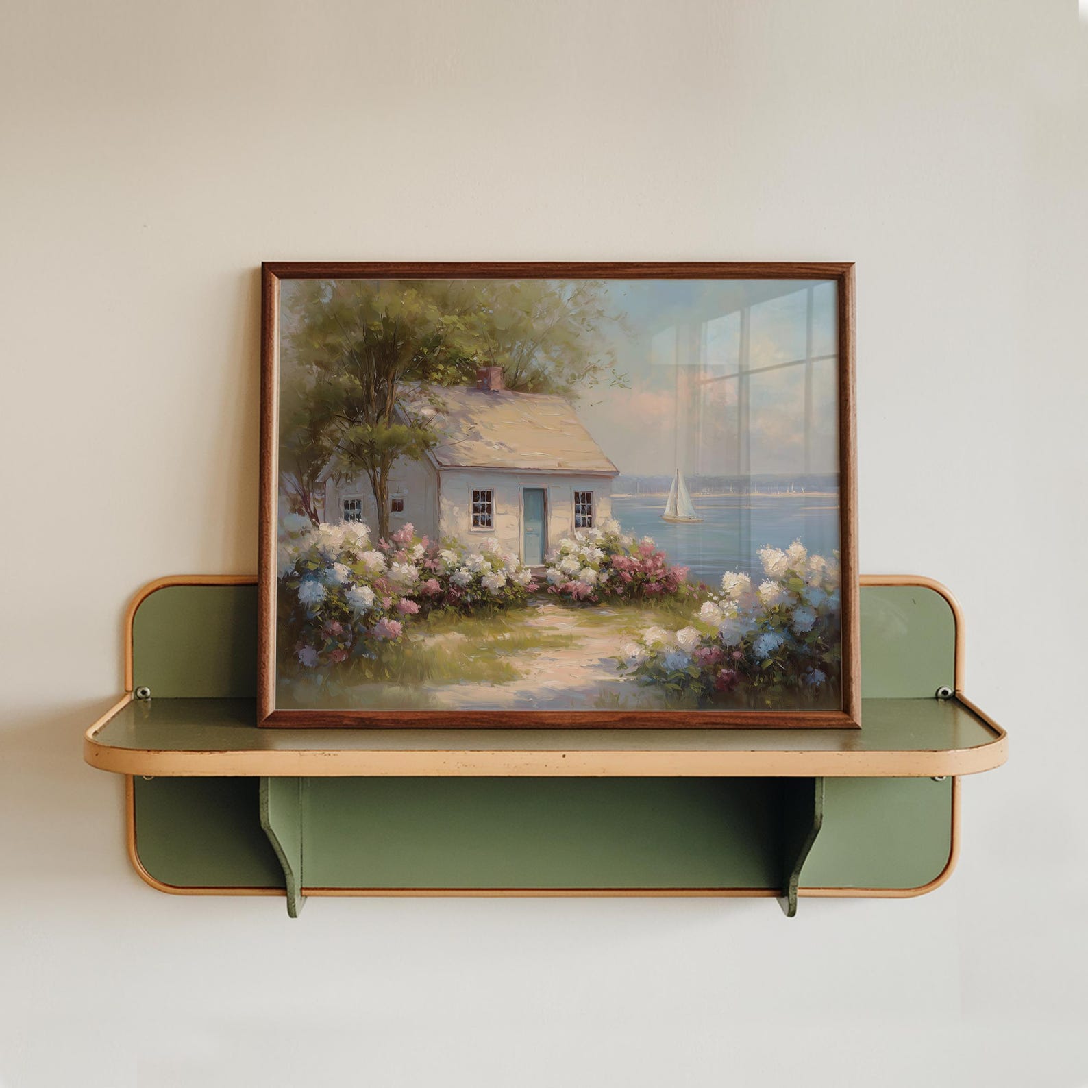 Coastal Cottage Wall Art UNFRAMED, Beach House Landscape Print, Soft ...