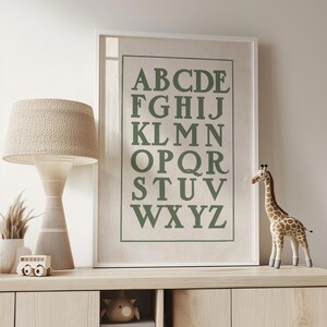 Vintage ABC Nursery Print, Alphabet Wall Art for Kids Room, Educational ...